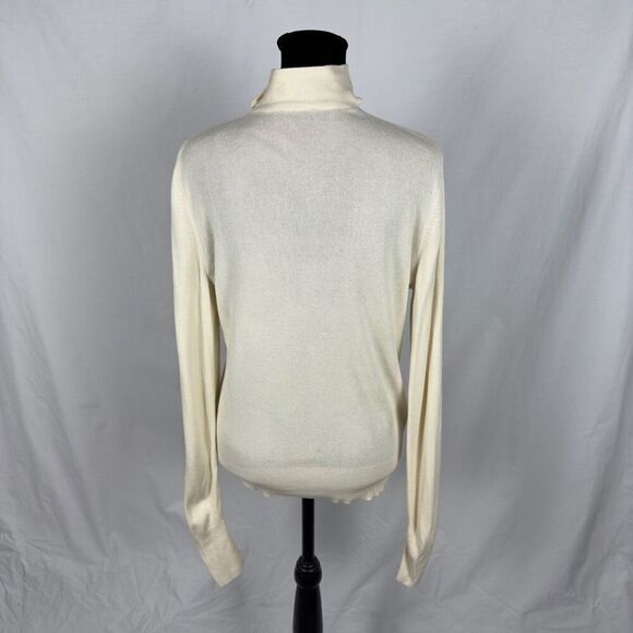 Theory Silk / Cashmere Ivory Keyhole V-Neck Sweater - Women’s M - Picture 3 of 7